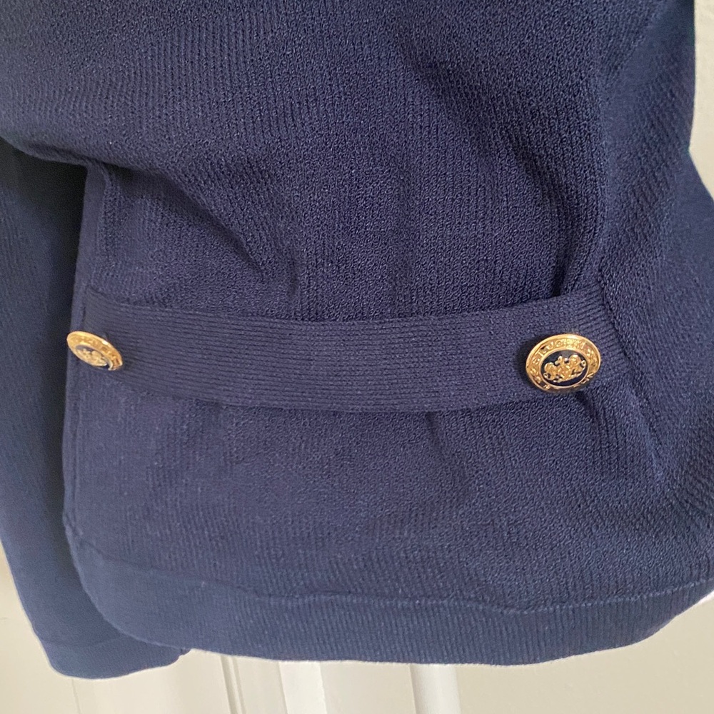 St. John Deep Blue Cardigan with Gold Buttons - Picture 6 of 8